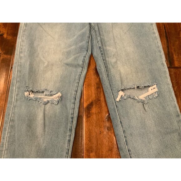 Abound Light Wash Distressed Boyfriend Straight Blue Denim Jeans, Size 30 - Picture 3 of 10